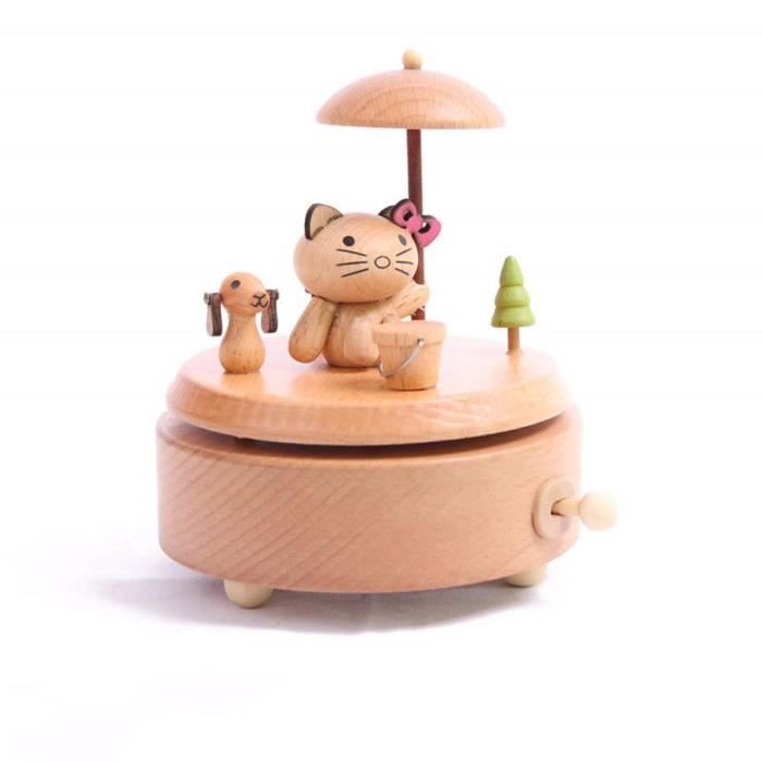Boite A Musique En Bois Boite A Musique En Forme D Animal Boite A Musique Rotative Artisanat Ornements Creatifs Lapin Et Chat M 5926 Cdiscount Jeux Jouets