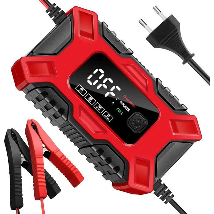 Chargeur De Batterie Intelligent 6A/12V NWOUIIAY - Pour Voiture, Moto, Tondeuse - LCD