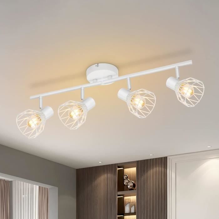Luminaire Spot Plafond Orientable, 4 Plafonnier Led Spot Muraux, Plafonnier Spot Led Blanc, Applique Spot Cuisine[S254]