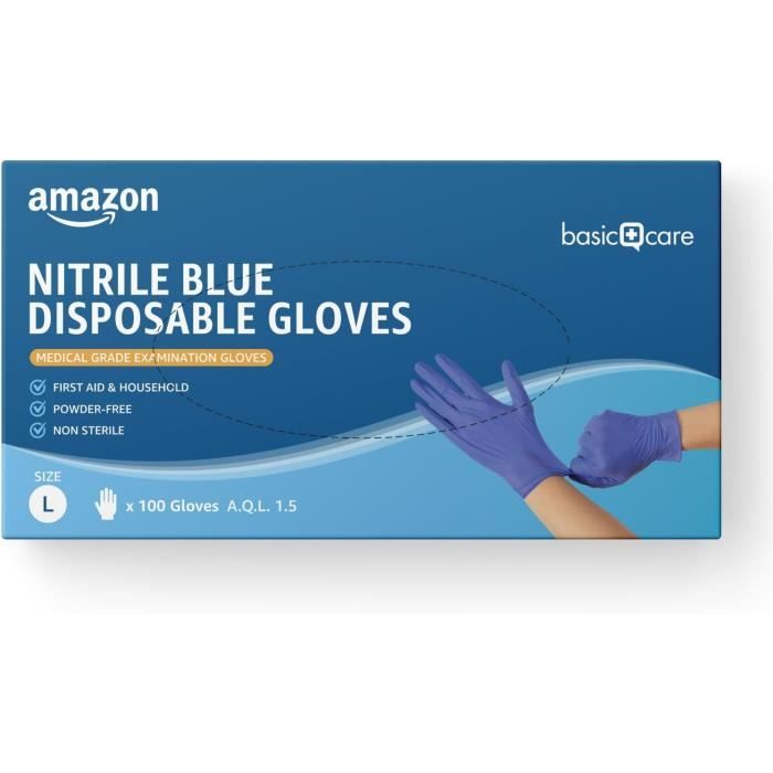 Gants Jetables En Nitrile EUROPAPA - Lot De 100 - Sans Latex - Pour Médical, Nettoyage, Cuisine