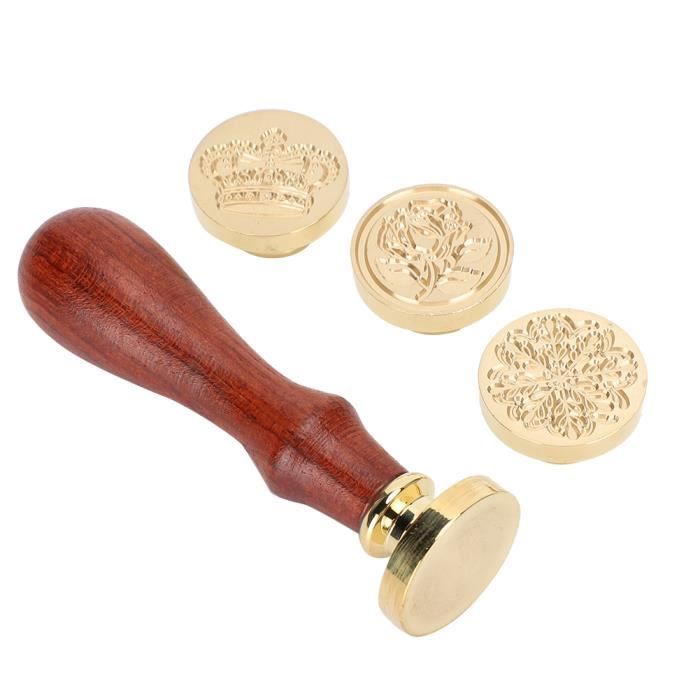 Cachet De Cire Joyeuses Pâques - Tampon En Laiton Amovible 25mm Avec Poignée Bois