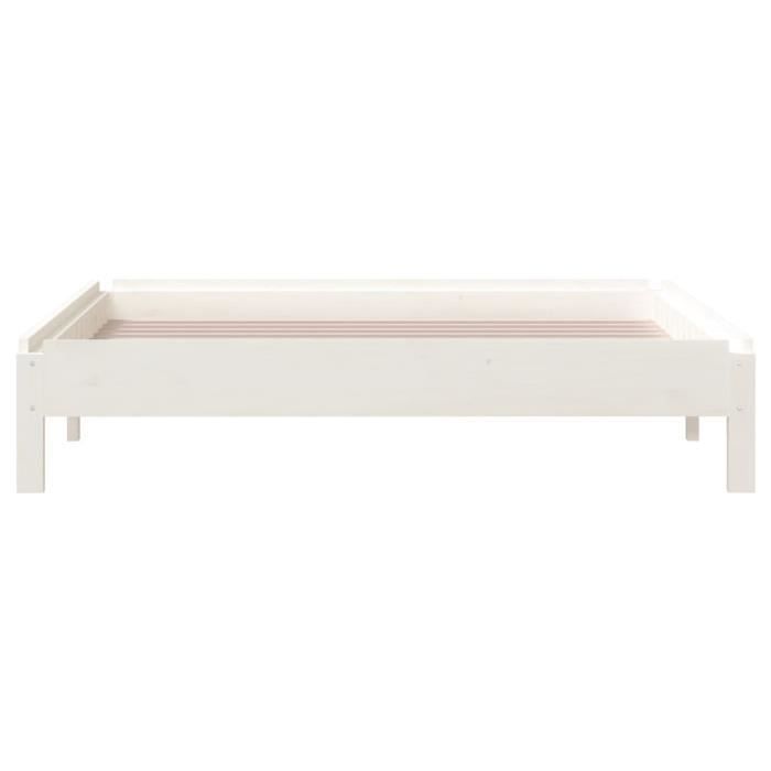 Lit Empilable En Bois De Pin Massif - Noir - 100x200 Cm - Neuf