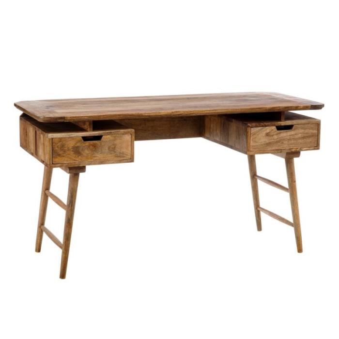 Bureau 2 Tiroirs Bois Exotique Tiznit L 145 X L 60 X H 76 Achat Vente Bureau Bureau 2 Tiroirs Bois Soldes Sur Cdiscount Des Le 20 Janvier Cdiscount