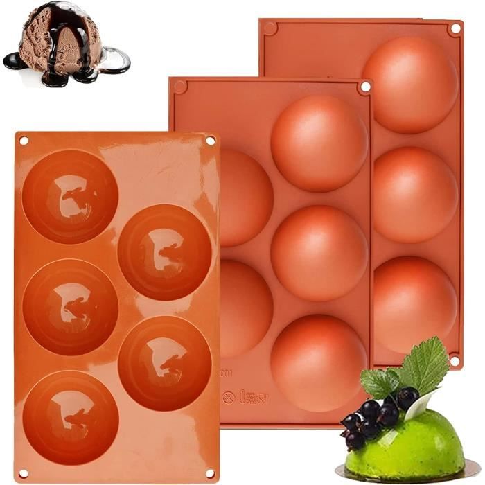 Moules En Silicone Demi-Sphère QWORK - Lot De 3 Tailles (6, 15, 24 Trous) | Pour Chocolat, Bonbons, Glaçons, Savon