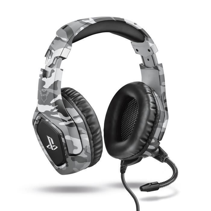 Trust Gaming Casque Gamer PS4 et PS5 avec Licence Officielle pour Playstation GXT 488 Forze-G Microphone Flexible Repliable - Gris