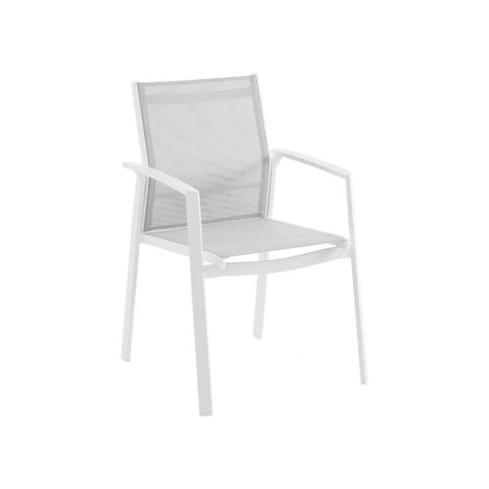 fauteuil de jardin empilable en aluminium - blanc - palaos ii - avec accoudoirs - extérieur