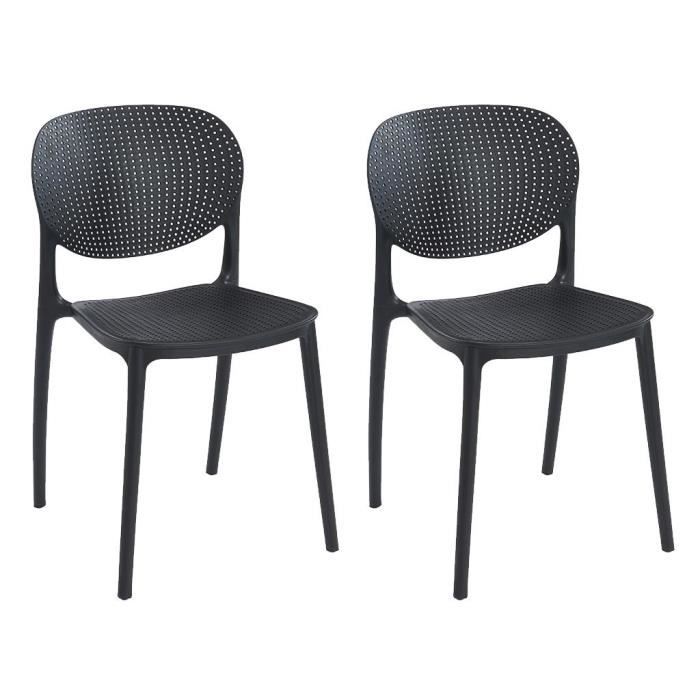 Lot de 2 chaises empilables en polypropylène - Noir - CARETANE - Cdiscount  Maison
