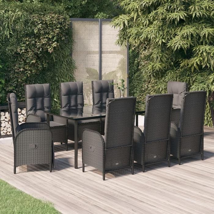vidaXL Ensemble à Manger Jardin 9 pcs Résine Tressée - vue 2