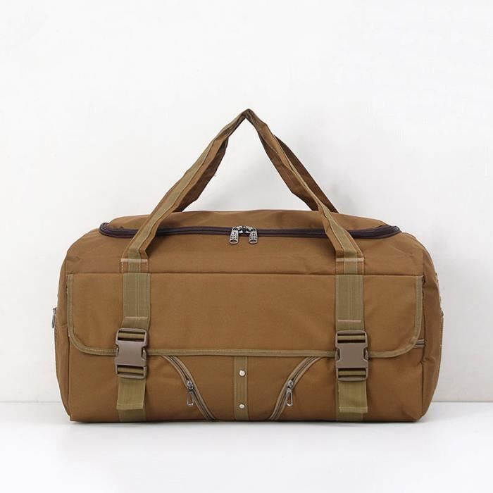 Sac De Nuit En Cuir Vintage - Marron - Bagage à Main Avec Sangle - Week-end