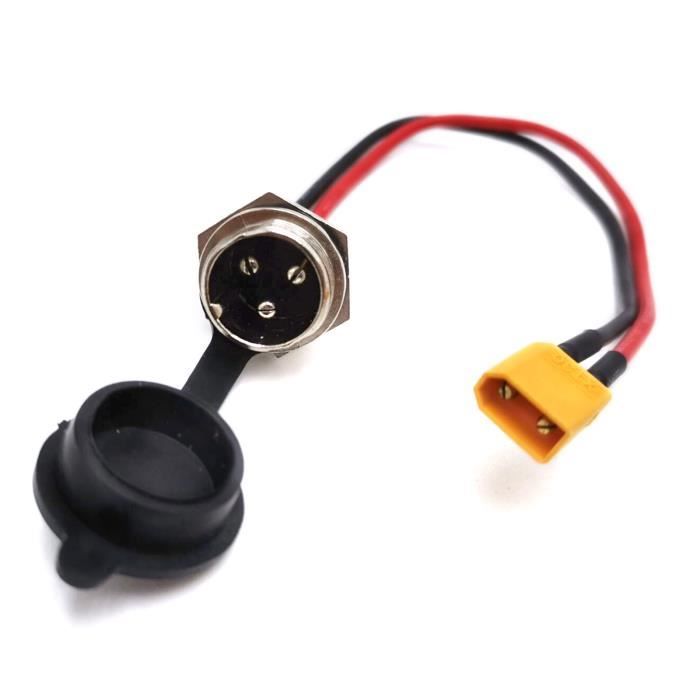 Prise De Charge à 3 Broches Pour Trottinette électrique - Port Compact Avec Protection Caoutchouc, Installation Facile | Accessoire De Remplacement