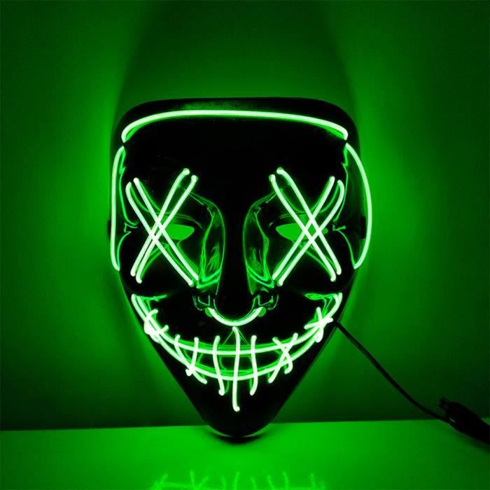Masque Lumineux LED Avec Détection De Geste - Parfait Pour Halloween, Rave Et Fêtes