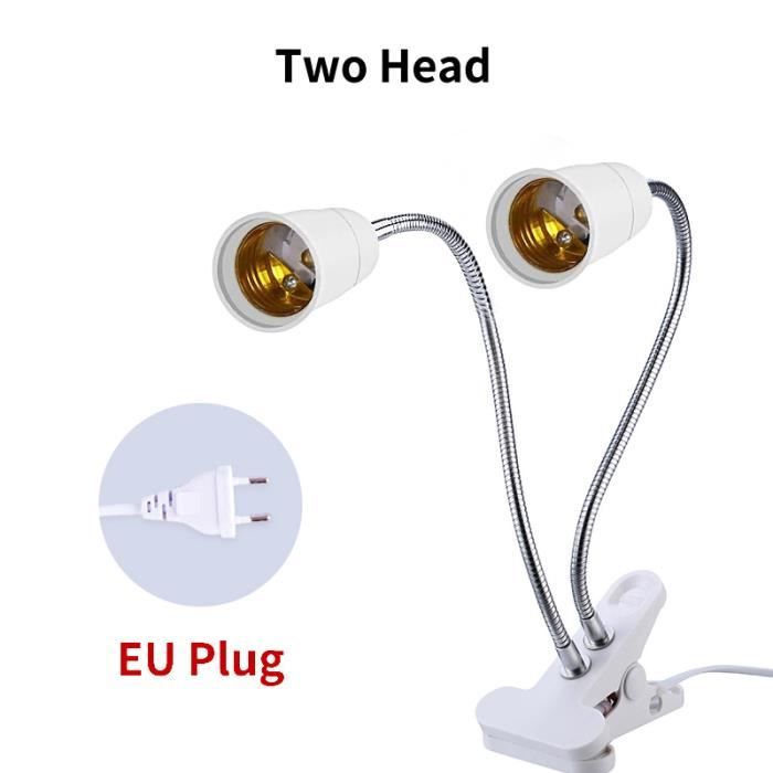 LAMPE A POSER ,Double EU Plug--support de lampe de bureau à col de cygne,  E27, Base de lampe, prise EU US, câble à clipser avec inte - Cdiscount  Maison