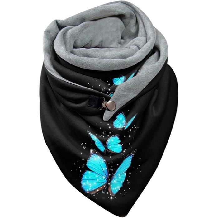 Foulard En Soie Polyester Femme - 180x90 Cm, Imprimé Papillons Fleurs, Léger, Polyvalent Toutes Saisons