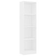 Bibliothèque à 4 niveaux - Étagère de livres MEUBLE Étagère de Rangement - Blanc brillant 40x24x142 cm Aggloméré-1
