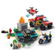 LEGO 60319 City Fire Le Sauvetage Des Pompiers et La Course-Poursuite de La Police, Voiture Jouet, Camion de Pompiers et Moto-1
