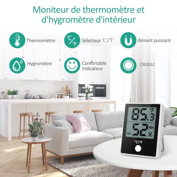 Thermometre Hygrometre Interieur Wifi, Thermomètre Connecté Avec Alerte De  Notification D'Application, Exportation Des Donnée[H661] - Cdiscount  Bricolage