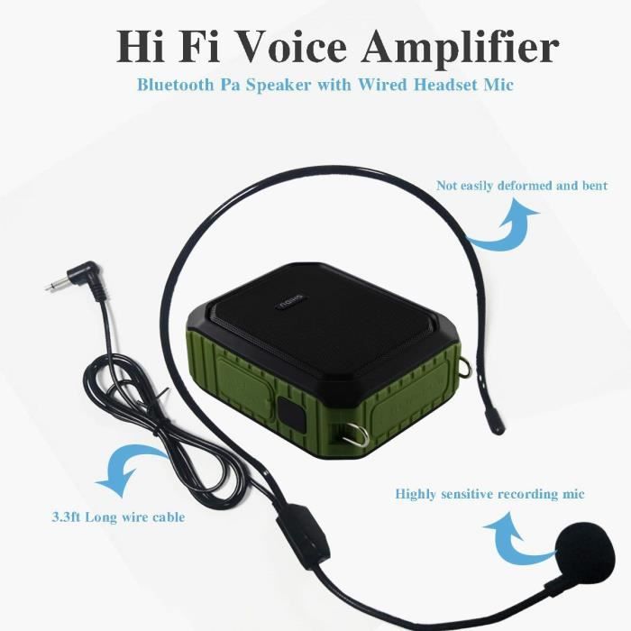 SHIDU – amplificateur de voix Portable 10W, sans fil/filaire, Microphone  UHF, haut-parleur personnel Hifi stéréo AUX, pour enseignants M500