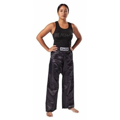 Pantalon Kickboxing Satin Noir Avec Rayures Blanches - Taille élastique Pour Enfants Et Adultes - Qualité Renforcée - 8