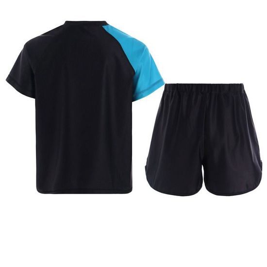 Runhomal Muay Thai Garcon Short de Boxe de Combat Kick Boxing MMA Sport Short D'entraînement Trunks Bleu et Argent 5-6 Ans