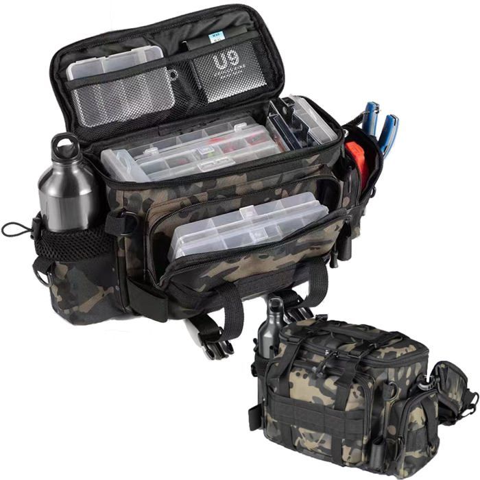 Sac De Peche Avec Rangement Sac à Dos De Pêche Avec Supports De Canne à Pêche – Grand Sac De Pêche Résistant à L'eau De 45 L Pour Matériel Et équipement De