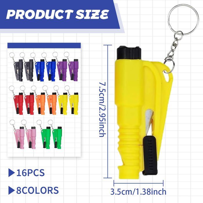 Lot De 2 Marteaux De Sécurité 2 En 1 - Brise-vitre Et Coupe-ceinture - Pour Voiture, Bus - Urgence (Noir+Rouge)