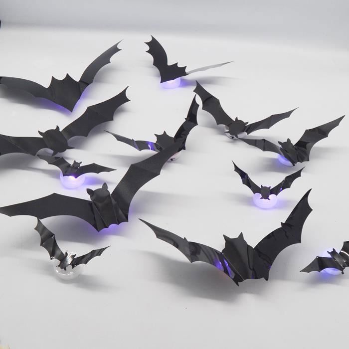 120 Stickers Chauves-souris 3D Halloween - 4 Tailles, PVC - Déco Mur, Fenêtre, Porte Effrayante