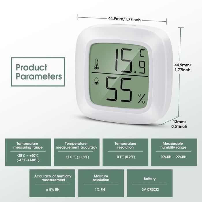 FENSOL Lot de 3 thermomètres hygromètre intérieur numérique LCD