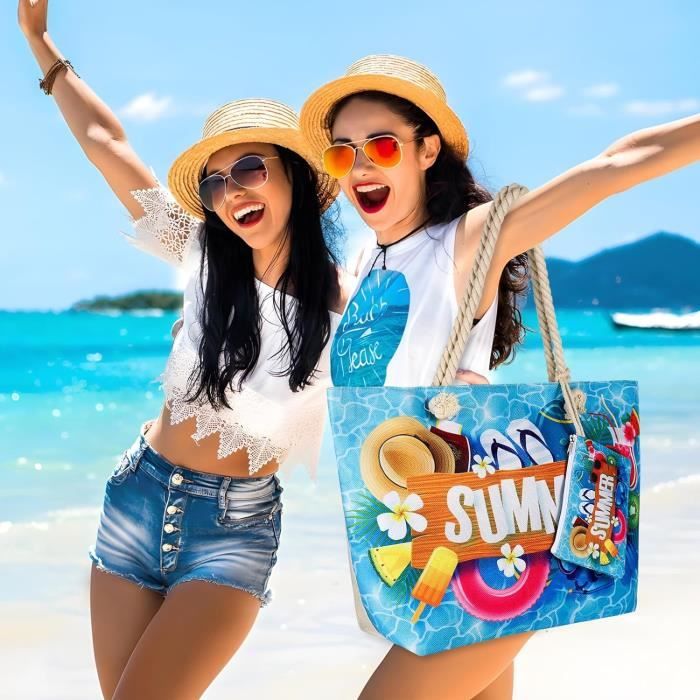 Grand sac de top plage avec fermeture