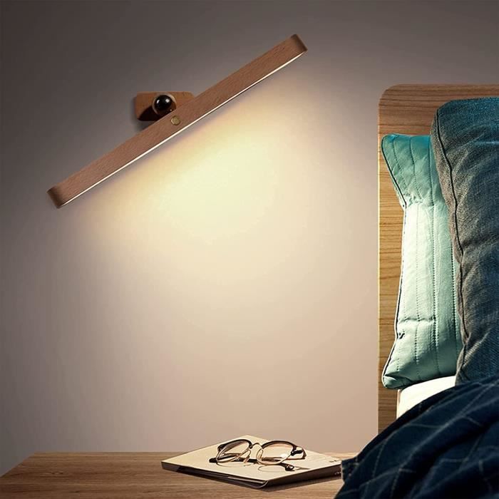 LED Lampe de Miroir Salle de Bain Rechargeable, USB Bois Lampe de placard  Toucher Dimmable Sans fil Lumière Salle de Bain Lamp[25]