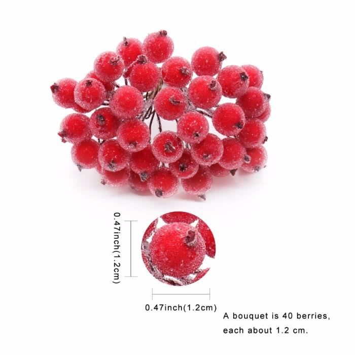 Lot De 240 Baies Artificielle Givrées Pour Déco De Noël - Rouge, Or, Argent, Diamètre 12 Mm, Pour Couronnes Et Guirlandes