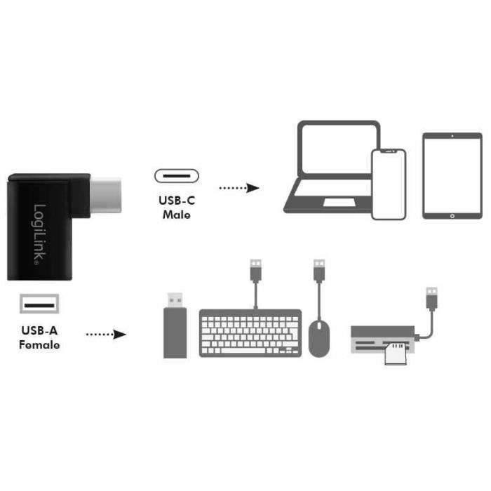 LogiLink Câble adaptateur USB 3.2, USB-C mâle USB-A femelle