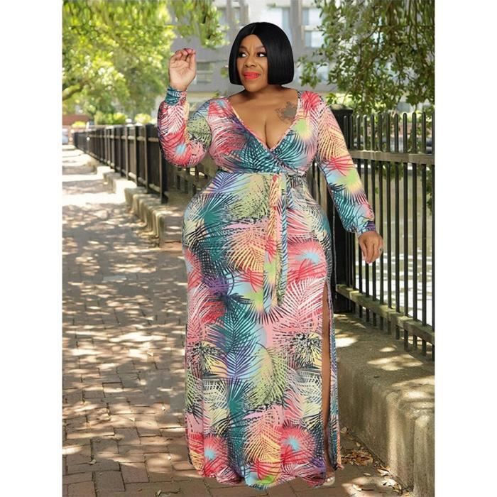 Robe florale a manches longues pour femmes robe maxi pour femmes robe decontractee pour dames chic et elegante en 1.5mmx7078m Blanc Cdiscount Pret a Porter