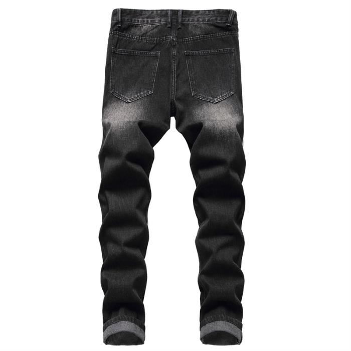 Jeans Troue Homme Mode Skinny Slim Fit Pantalon Denim Dechire Sport Trousers Casual Pants Jogging Trekking Jean Travail Cargo noir Noir Cdiscount Pret a Porter
