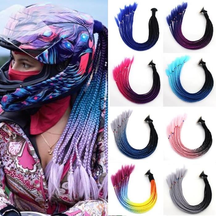 Casque de velo Queue de Cheval Tressee avec Ventouse pour Casque de Moto 24 Pouces pour Femme Wine Red A8 Cdiscount Sport