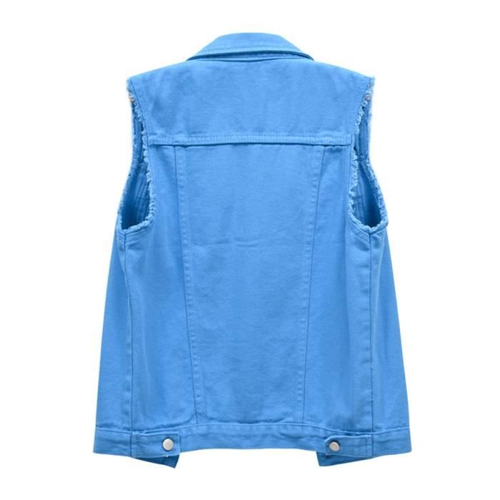 Veste en Jean Femme sans Manche Veste D contract Coupe Ajust e