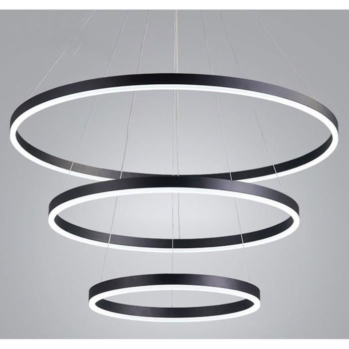 Oninio Lustre en Cristal Moderne Luminaire Suspension Dimmable avec  Télécommande 3 Anneaux LED Hauteur Réglable Suspension pour Salon, Salle à  Manger