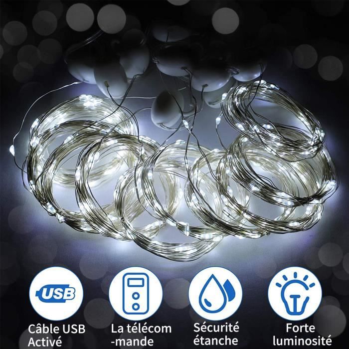Rideau Lumineux LED USB 6/4/3M, Avec Télécommande à 8 Modes, Pour La Maison, La Fenêtre, Le Mur, La Fête Dans Le Jardin Féerique, La Noël, Les Décorations De Mariage