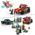 LEGO 60319 City Fire Le Sauvetage Des Pompiers et La Course-Poursuite de La Police, Voiture Jouet, Camion de Pompiers et Moto-2