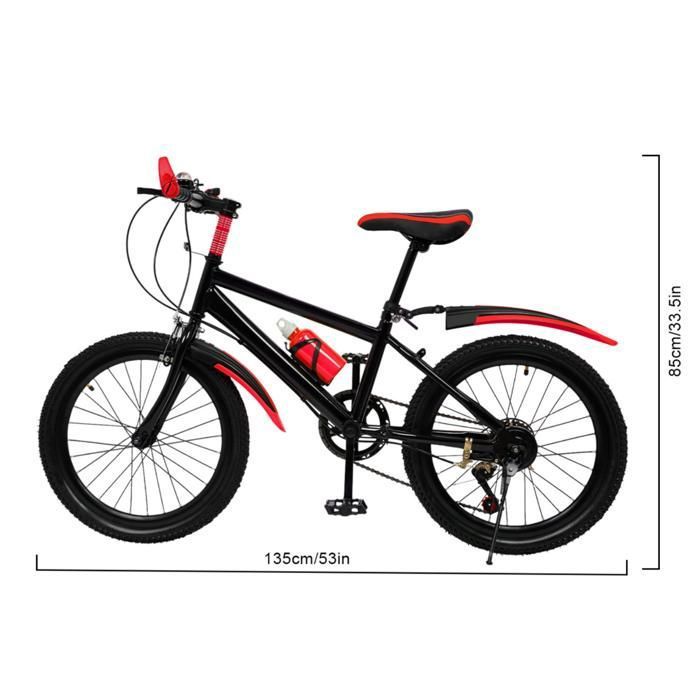 Vélo De Ville 20 Pouces Enfant – Cadre Acier Carbone, Double Frein à Disque, Rouge