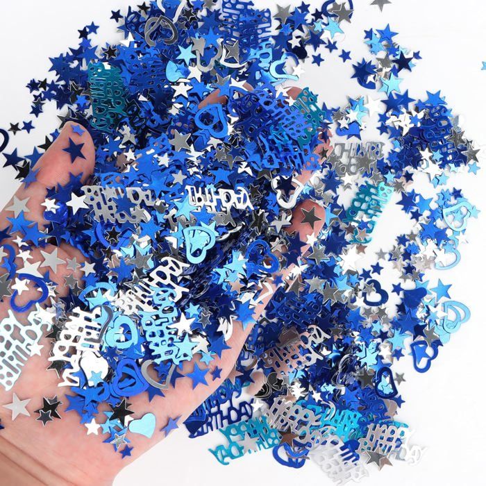 200 Confettis Anniversaire Bleu Doré Brillants - Déco Table Fête Happy Birthday - Pour Femme, Homme, Mariage