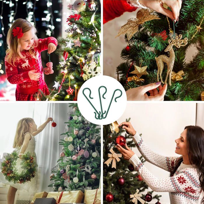 Crochets Pour Décorations De Sapin De Noël - Lot De 32, Verts, Support Jusqu'à 4.5kg, Réutilisables