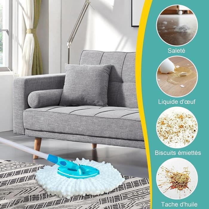 Lot De 2 Têtes Microfibre Pour Balai Leifheit Clean Twist - Haute Absorption Pour Sols Durs