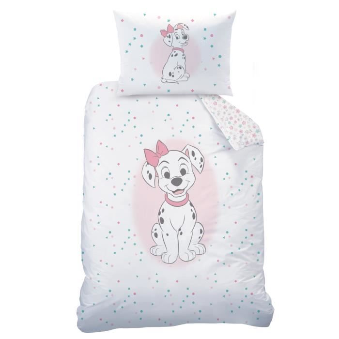 Parure De Lit Bébé Little Animals - Housse Couette 100x135 Cm + Taie 40x60 Cm - Coton Réversible