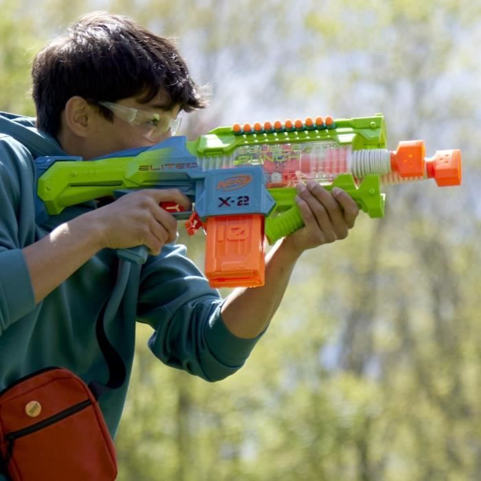 Nerf Elite 2.0, blaster Echo CS-10, 24 fléchettes Nerf, chargeur 10 fléchettes, crosse amovible et rallonge de canon, 4 rails tactiques Règles & du fabricant - Hasbro