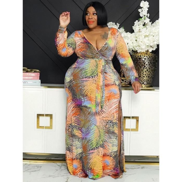 Robe florale a manches longues pour femmes robe maxi pour femmes robe decontractee pour dames chic et elegante en 1.5mmx7078m Blanc Cdiscount Pret a Porter