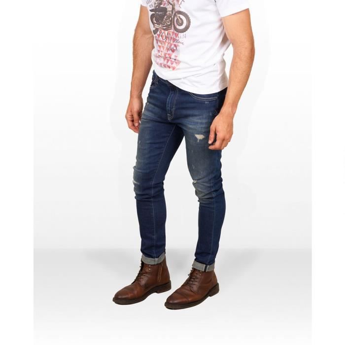 Skinny Lo Rider Jean Skinny - SKULL RIDER - SRIDER - Effet Vieilli - Denim Stretch - 5 ...