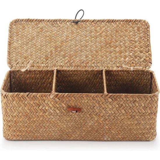 Panier En Osier Naturel Avec Couvercle – Tressé Main, 2 Tailles – Rangement Déco Salon, Salle De Bain, Chambre - 8