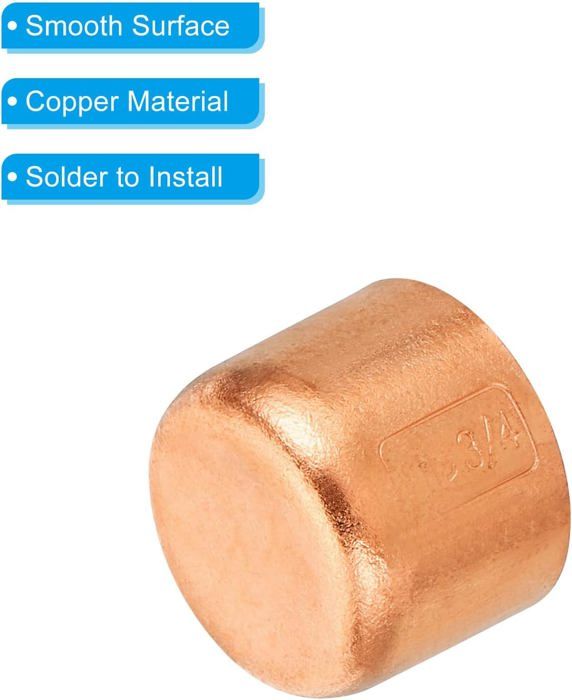 3/4'' ID Cuivre Tuyau Extrémité Cap, Cuivre Raccord Cap Sueur Bouchon