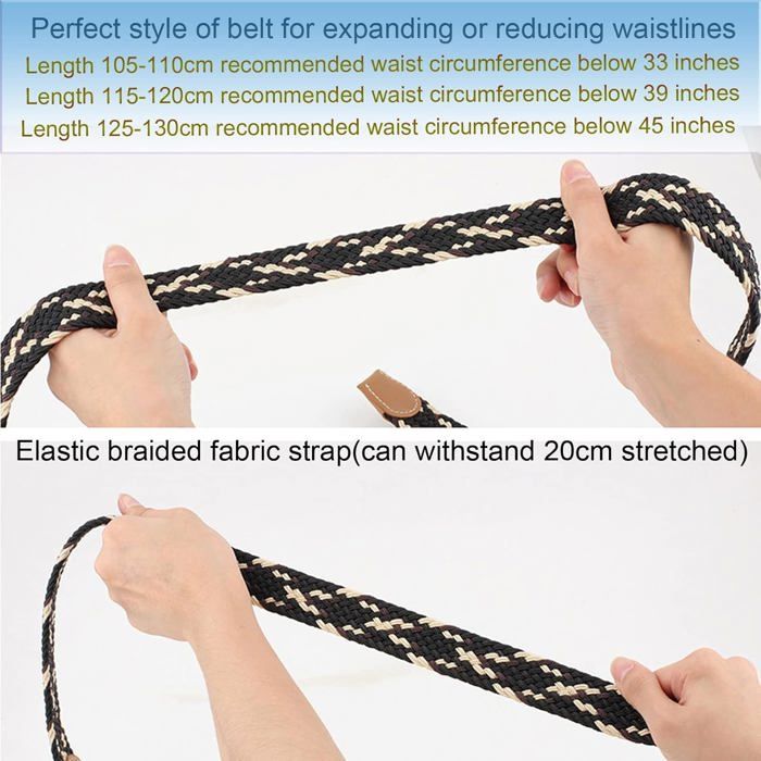 Ceinture Élastique Tressée Femme/Homme - Largeur 3.3cm - 3 Tailles (105-125cm) - JK Home