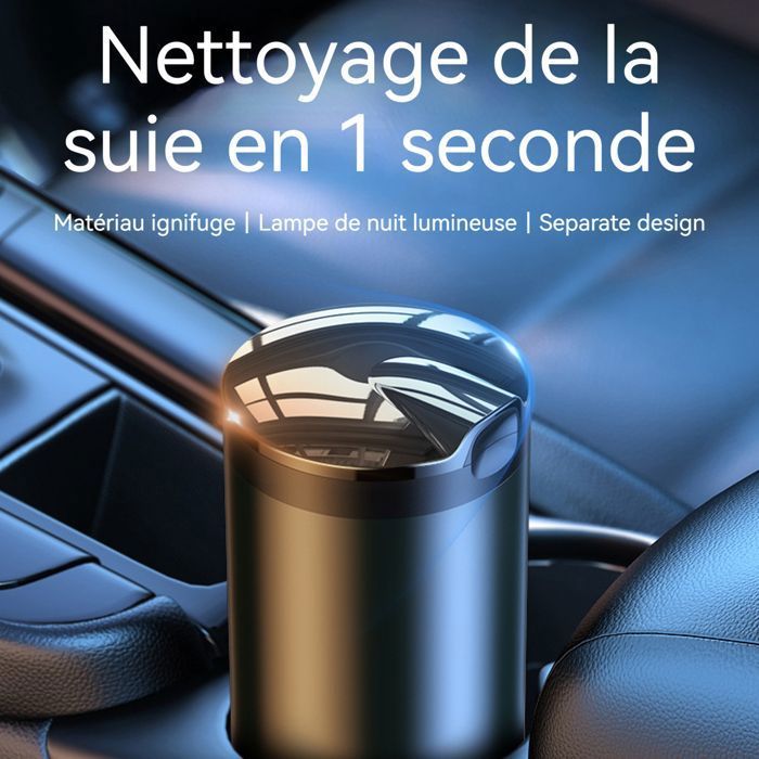 Cendrier LED Voiture Portable Avec Couvercle - Cendrier Voyage Anti-Odeurs Pour Porte-Gobelet